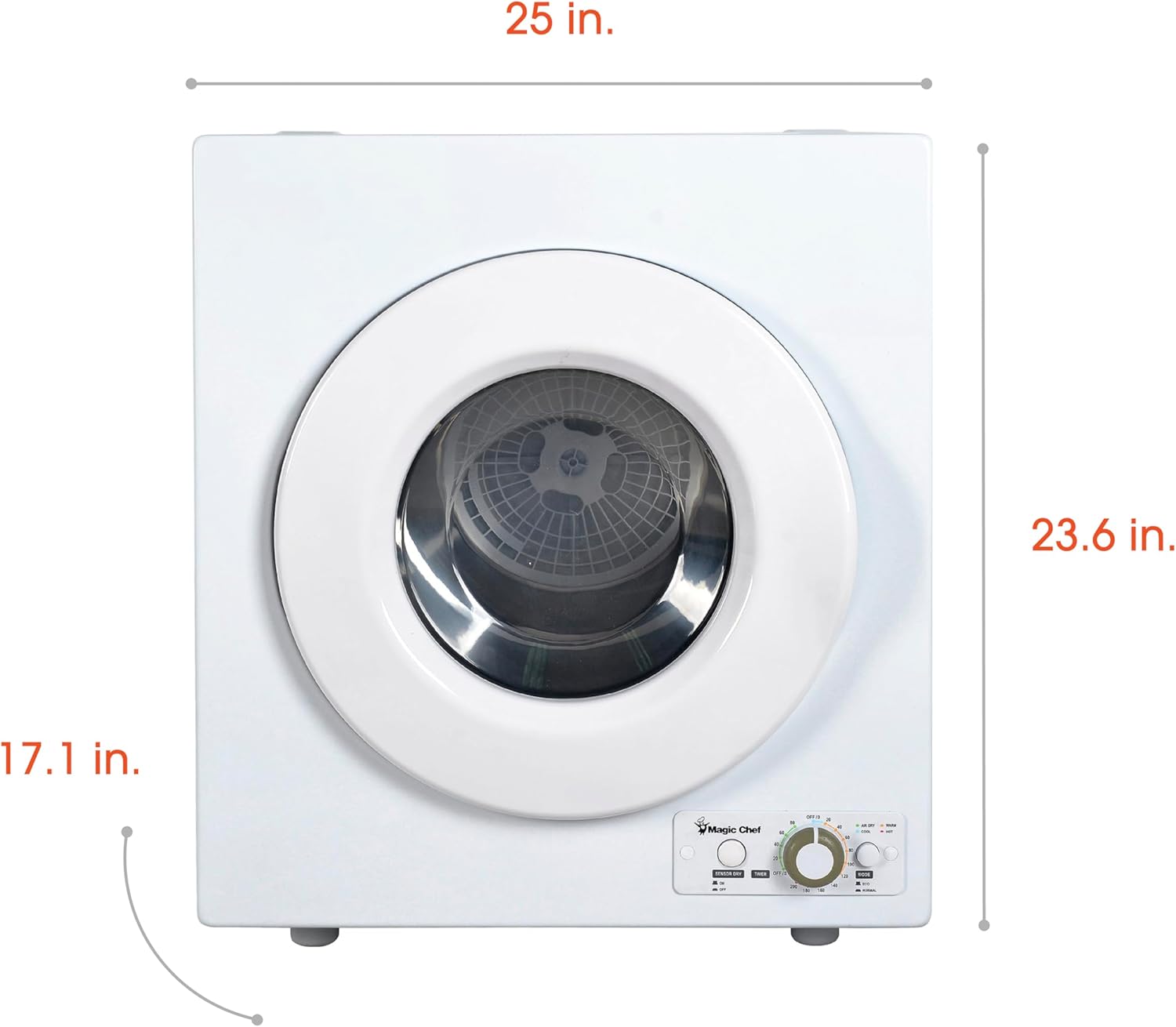 Magic Chef 2.6 Cu. Ft. Compact Electric Dryer, Portable Clothes Dryer is Perfect for Home or Apartment, White