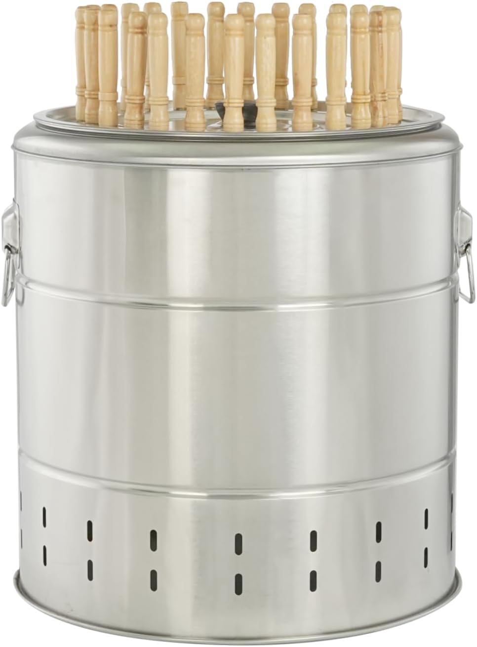 Smokeless Barbecue Hanging Grill With 28 Skewers Stainless Steel Charcoal BBQ Stove Charcoal Braised Grill Barrel Large Capacity Portable 360° All Round Roasting Oven (42cm*39cm (16.5''x15.4''))