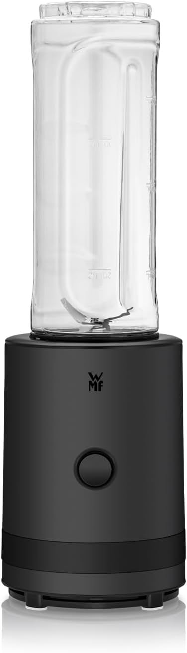 WMF Küchenminis Smoothie-to-go Mini Stand Mixer with 2 0.6 L Containers, 300 W High Performance Blender, Matte Stainless Steel, Black