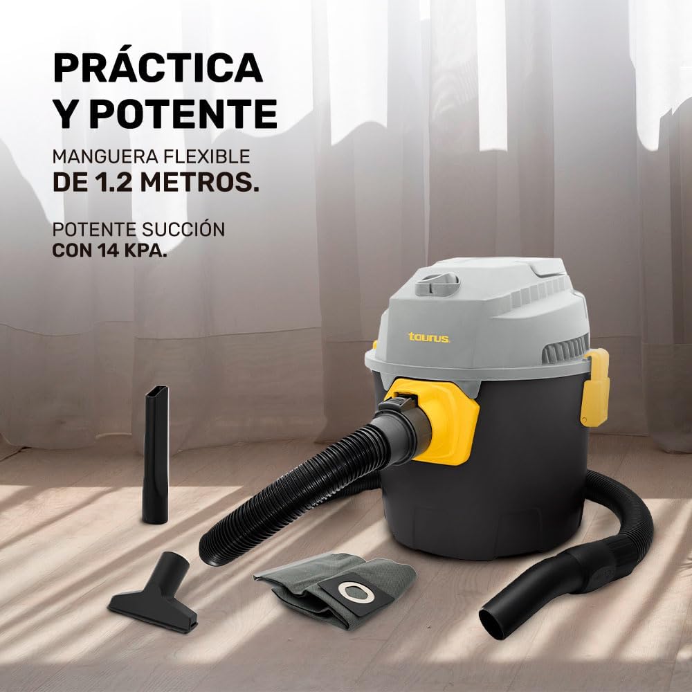 Taurus Hurricane | Wet & Dry Vacuum Cleaner | 3 Modes of Use | 2.6 Gallons | Vacuums Solids, Liquids, or Functions as an Air Blower | Powerful Suction | 1.2 m Hose | Includes Accessories