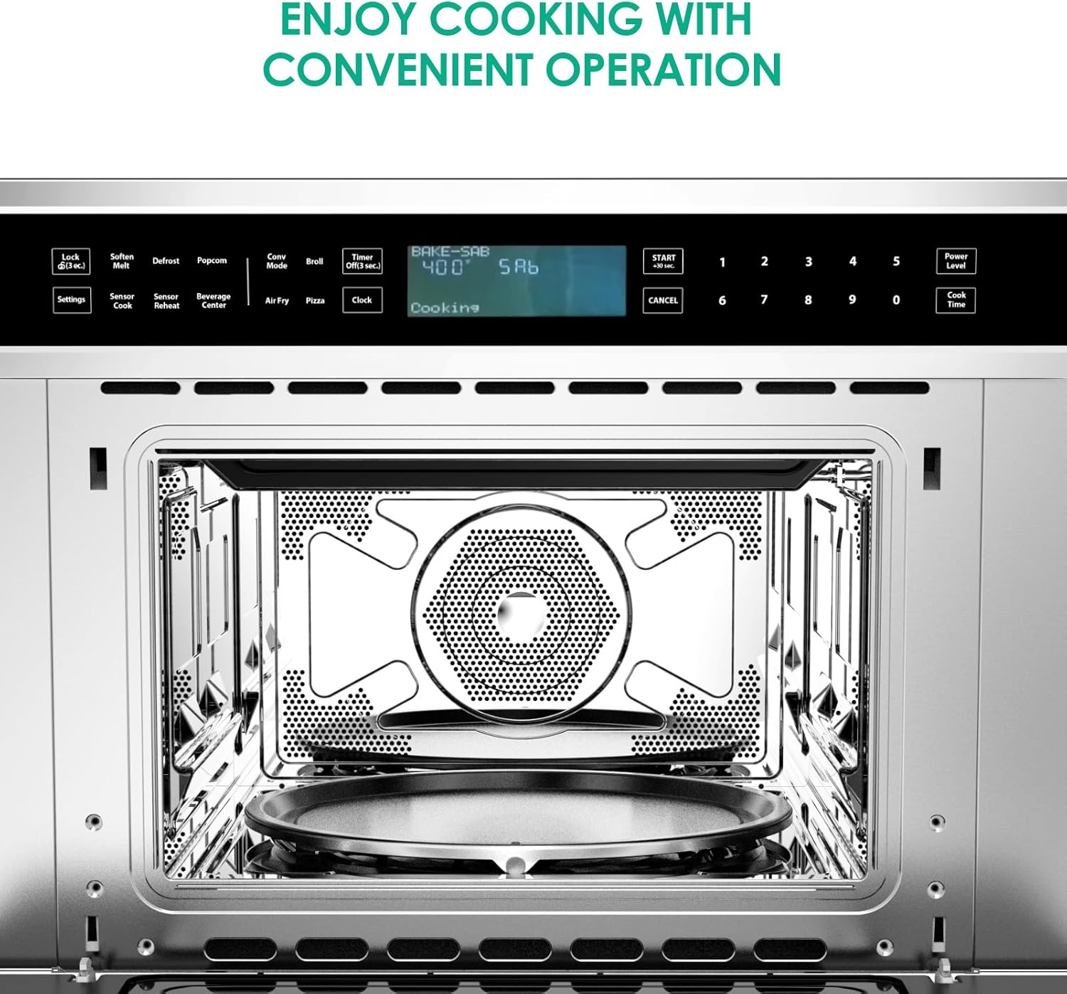 30’ Microwave Oven, 1700W 1.6 Cu.Ft Capacity Built-In Microwave Convention Oven with Air Fryer, Child Safety Lock, Drop Down Door, Touch Control for Versatile Cooking Solutions