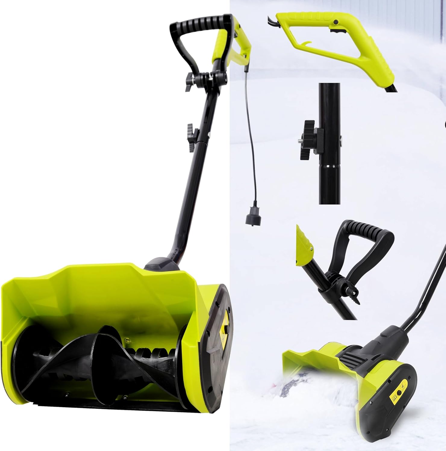 KEIKI Corded Snow Shovel, 12 Inch Electric Snow Blower with Wheels for Cars Driveway, Adjustable Handle Snowblower Shovels for Sidewalk Snow Removal, 19ft Throwing Distance, Easy Assembly, Green