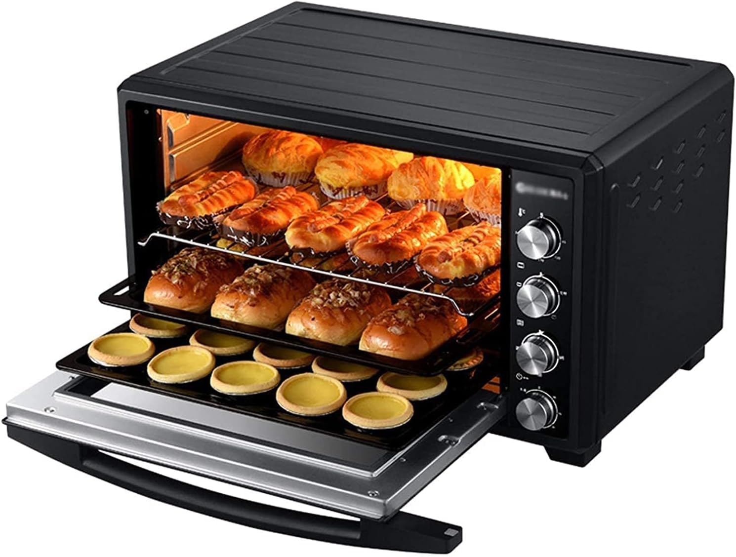Electric Convection Oven Air Fryer 40L Large Capacity, 60min Timer, Built-in Baking Light, 90°C to 230°C Temperature Control for Toasting, Baking, and Broiling