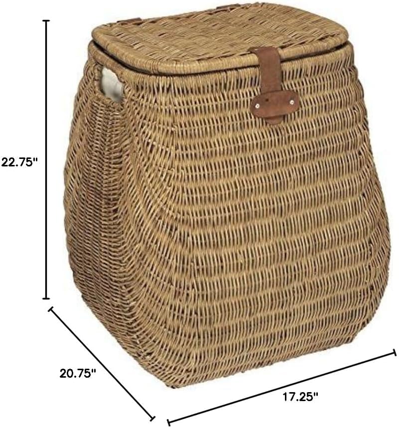 KOUBOO Wicker Rattan Laundry Hamper with Lid, Stylish Woven Basket for Laundry, Towels Blankets, Dirty Clothes, Ideal for Bedroom, Bathroom, Brown