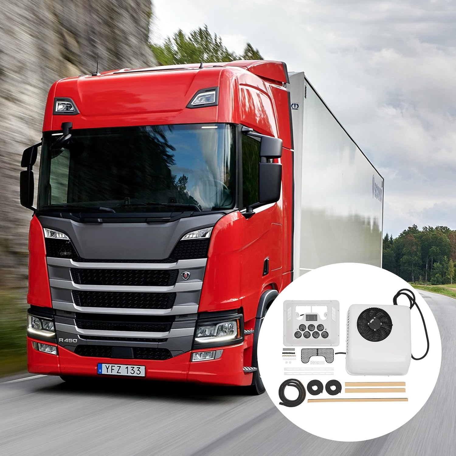 12V RV Air Conditioner Electric Rooftop AC Unit Cooling and Heating 2 in 1 Function Truck A/C Air Conditioning For Trucks, RVs, Ambulances, Buses, Excavators, Engineering Vehicles