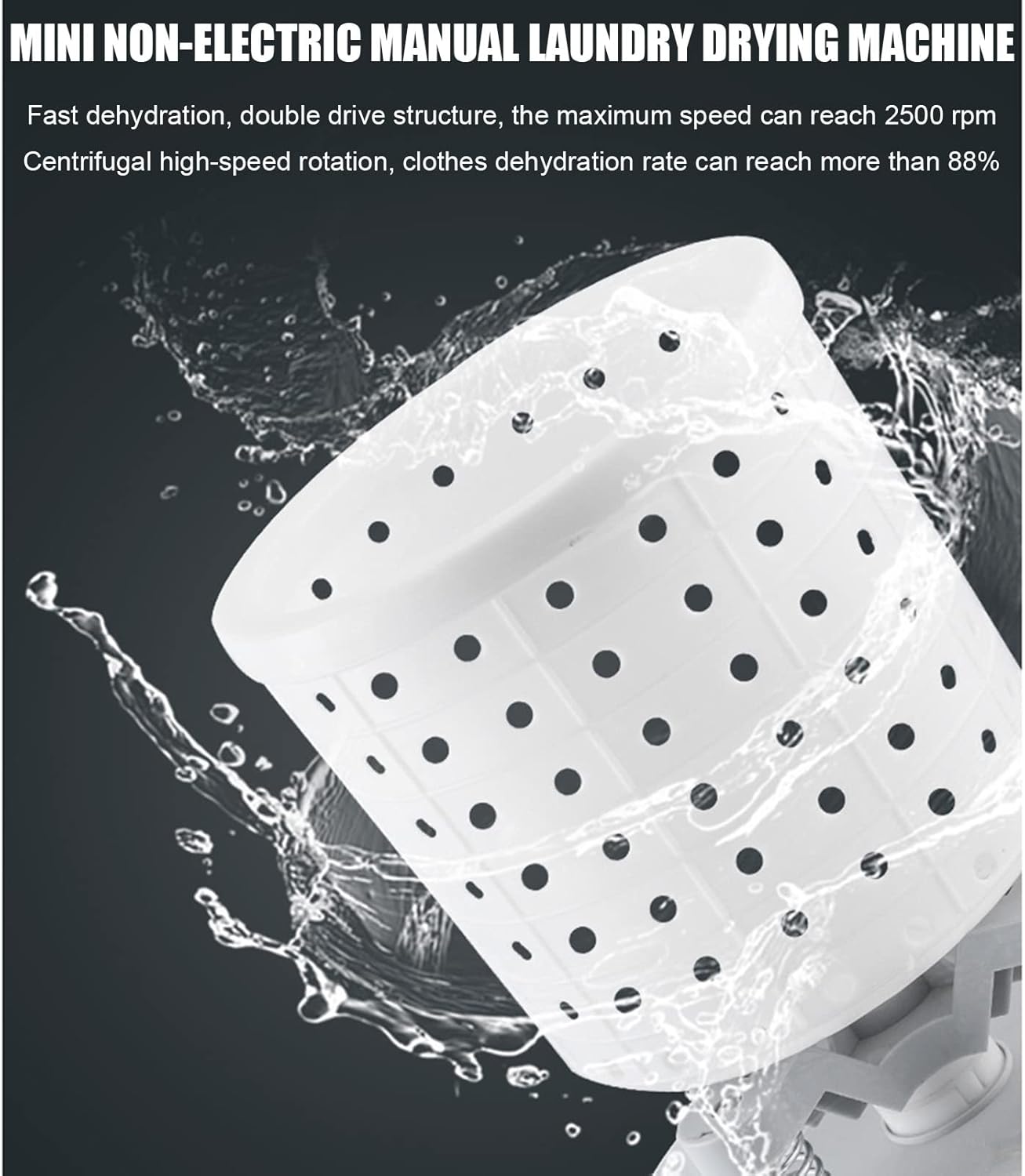 Mini Washing Machine Portable Manual Dryer Dehydrator, Non-Electric Spin Dryer Hand Powered Laundry Spinner, Compact Clothes Underwear Sock Dehydrator Compact, for Rv's/Camping/Apartments/Dorms