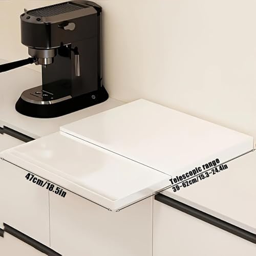 Kitchen Appliance Pull Out Rack Organizer Adjustable Heavy Duty Carbon Steel Multipurpose for Microwave, Oven with 2 Tiers, Black