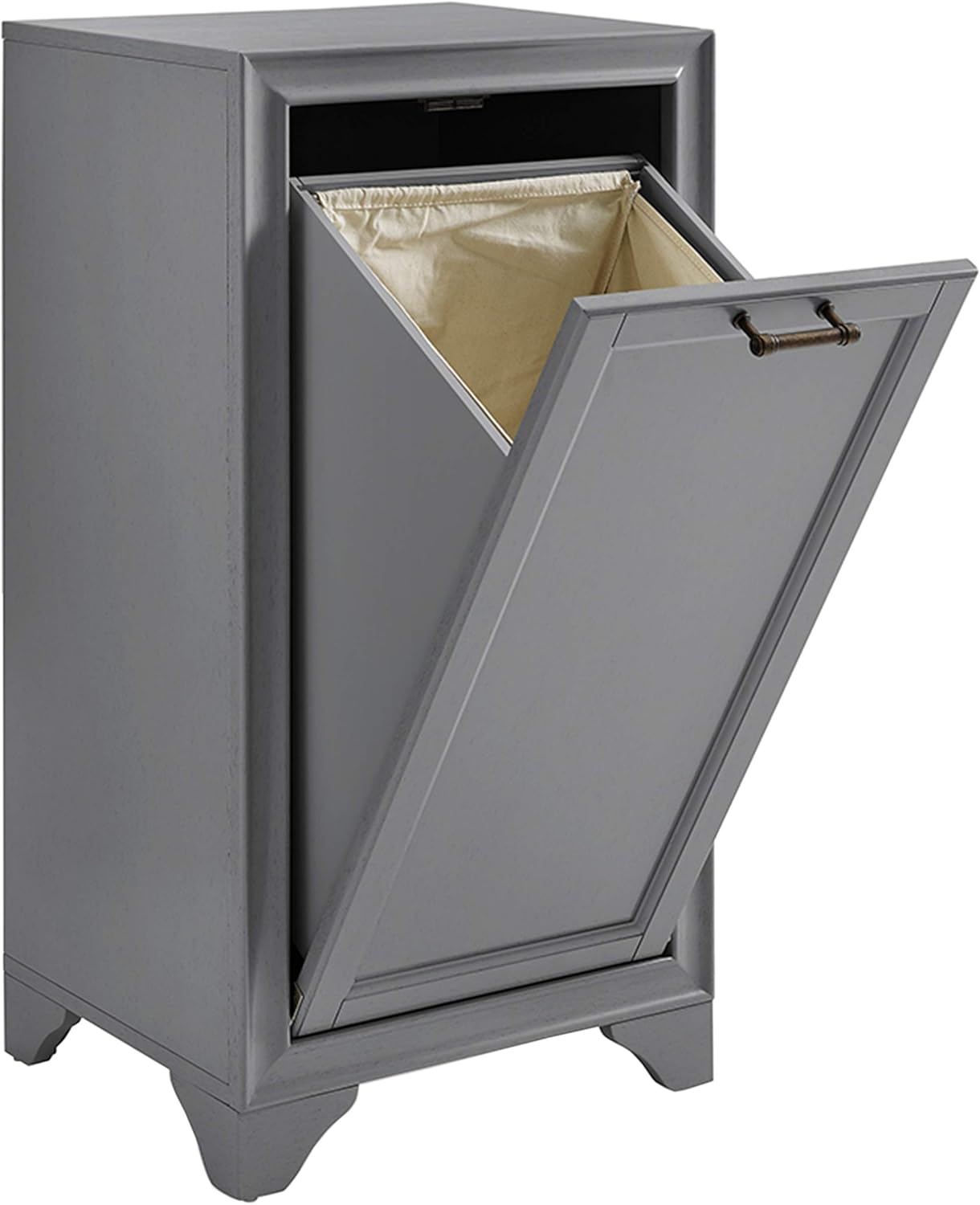 Crosley Furniture Tara Laundry Hamper with Linen Sorting Bag, Bathroom Storage and Organization, Vintage Gray