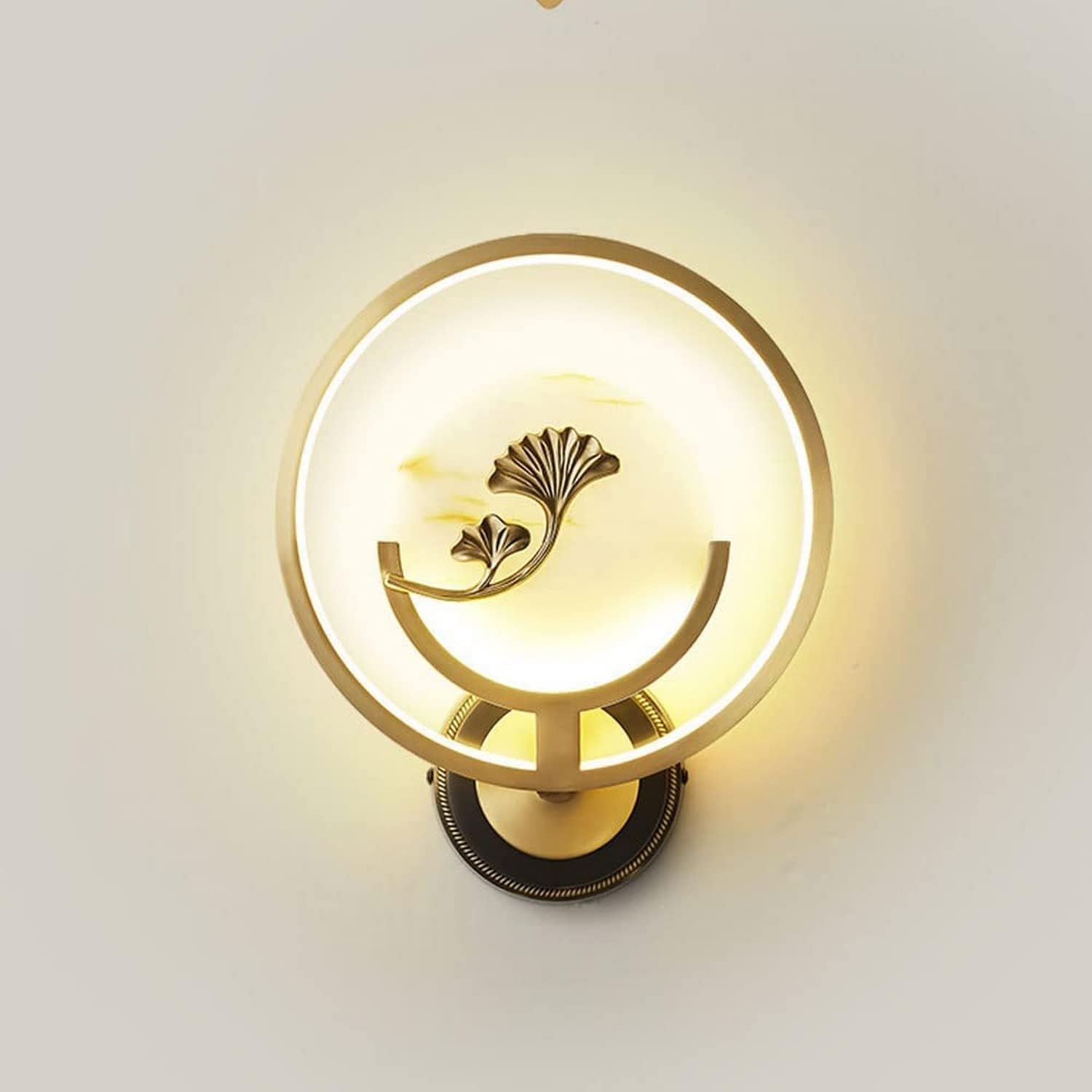 Wall Light Indoor Brushed Brass Circular Sconce Modern Marble LED Lamps Living Room Study Lighting Bedroom Hallway Lights,Household