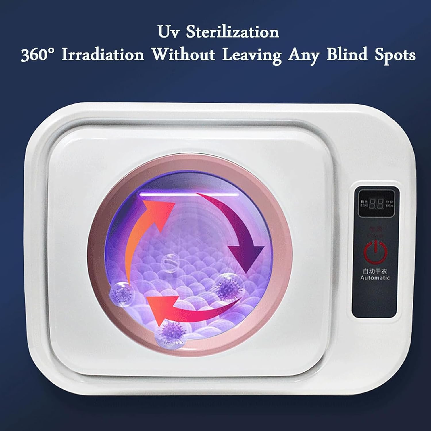 McbeAn Small Tumble Dryer, Mini Electric Clothes Dryer, Quick Drying in 30 Minutes, 3 Gear Adjustment, Dry Clothes Capacity 1kg, 3D Drying, with Stainless Steel Tub, for Apartment, Home, Dorm