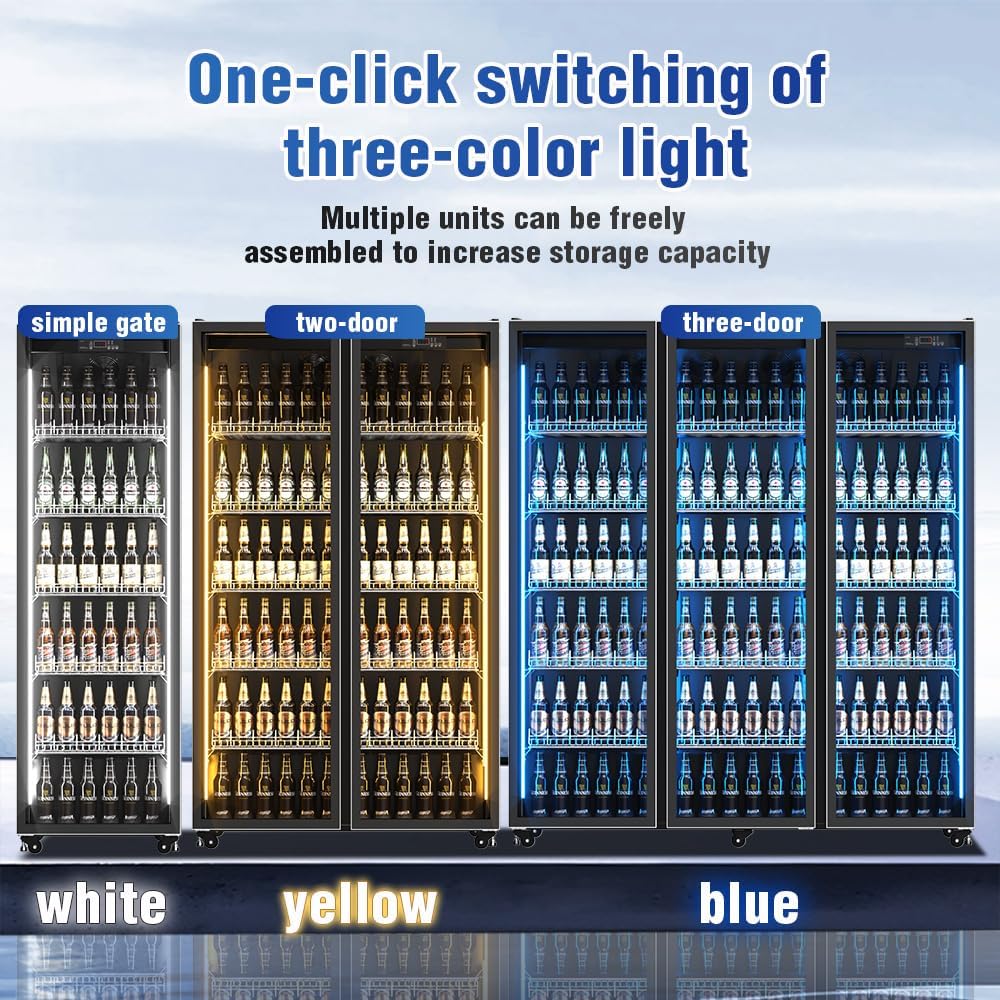 Beverage Refrigerator,Commercial Refrigerators,With Two Glass Doors,Stainless Steel Commercial Back Bar Fridge With LED Lighting,Counter Height Bar Beverage Cooler for Beer,Soda Drinks,Wine