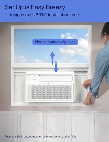 DELLA 12000 BTU Smart Inverter Window Air Conditioner Ultra Quiet AC Unit Cools up to 520 Sq.Ft, Energy Star Certified, Works with Alexa, GEO Location, Remote/Wi-Fi Enabled Control, Easy Install Kit