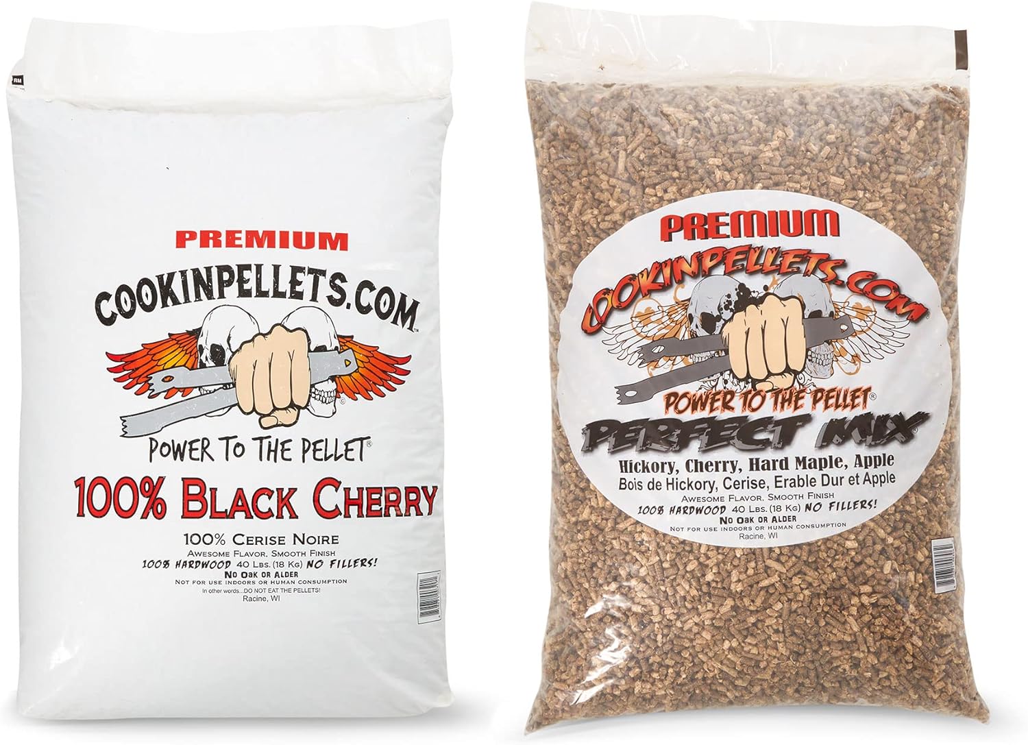 CookinPellets Black Cherry Smoker Smoking Hardwood Wood Pellets, CookinPellets 40 Lb Perfect Mix Hickory, Cherry, Hard Maple, Apple Wood Pellets