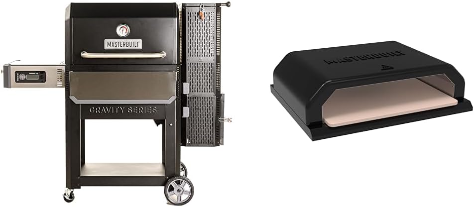 Masterbuilt MB20041220 Gravity Series 1050 Digital Charcoal Grill and Smoker Combo, 1050 sq. in & MB20181722 Gravity Series Grill Outdoor Pizza Oven, Black