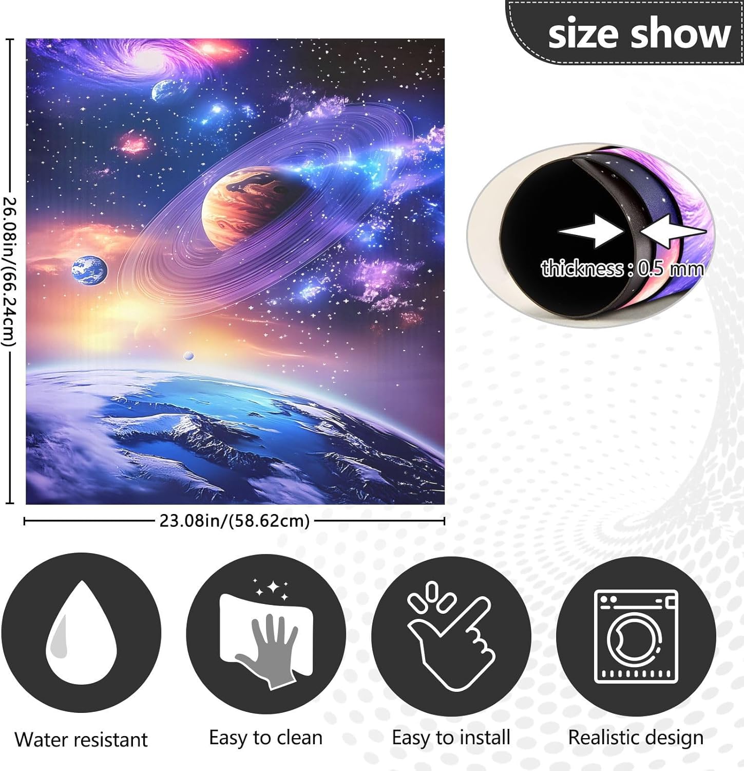 Dishwasher Magnet Cover Large Magnetic Stickers Starry Sky Earth Planet Front Dishwasher Cover Reusable Decal for Home Kitchen Anti-Scratch Refrigerator Decorative Lid Washing Machine Laundry 23