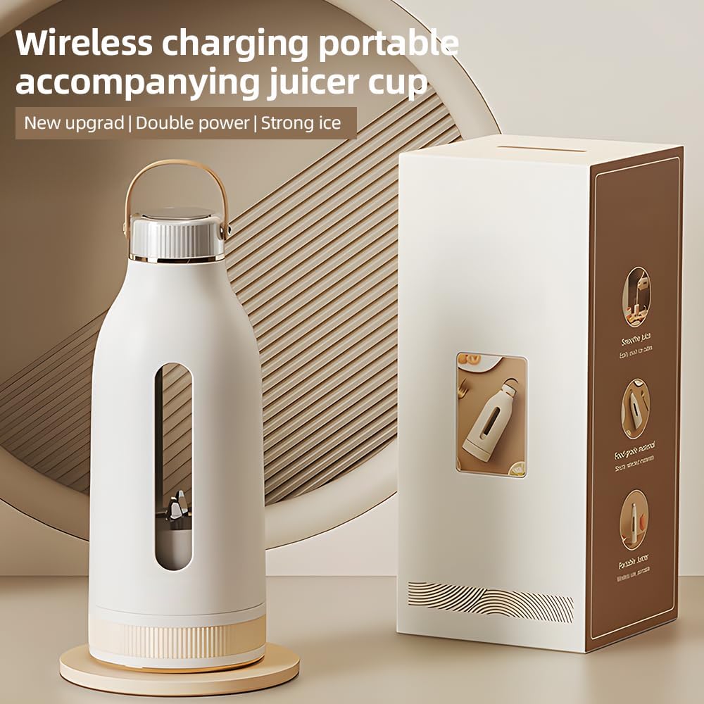 Yosoo Portable Blender 80W Crush Ice with 1500mAh Rechargeable Battery 4 Blades 14 Oz Smoothie Maker for Sports Home Outdoors Travel