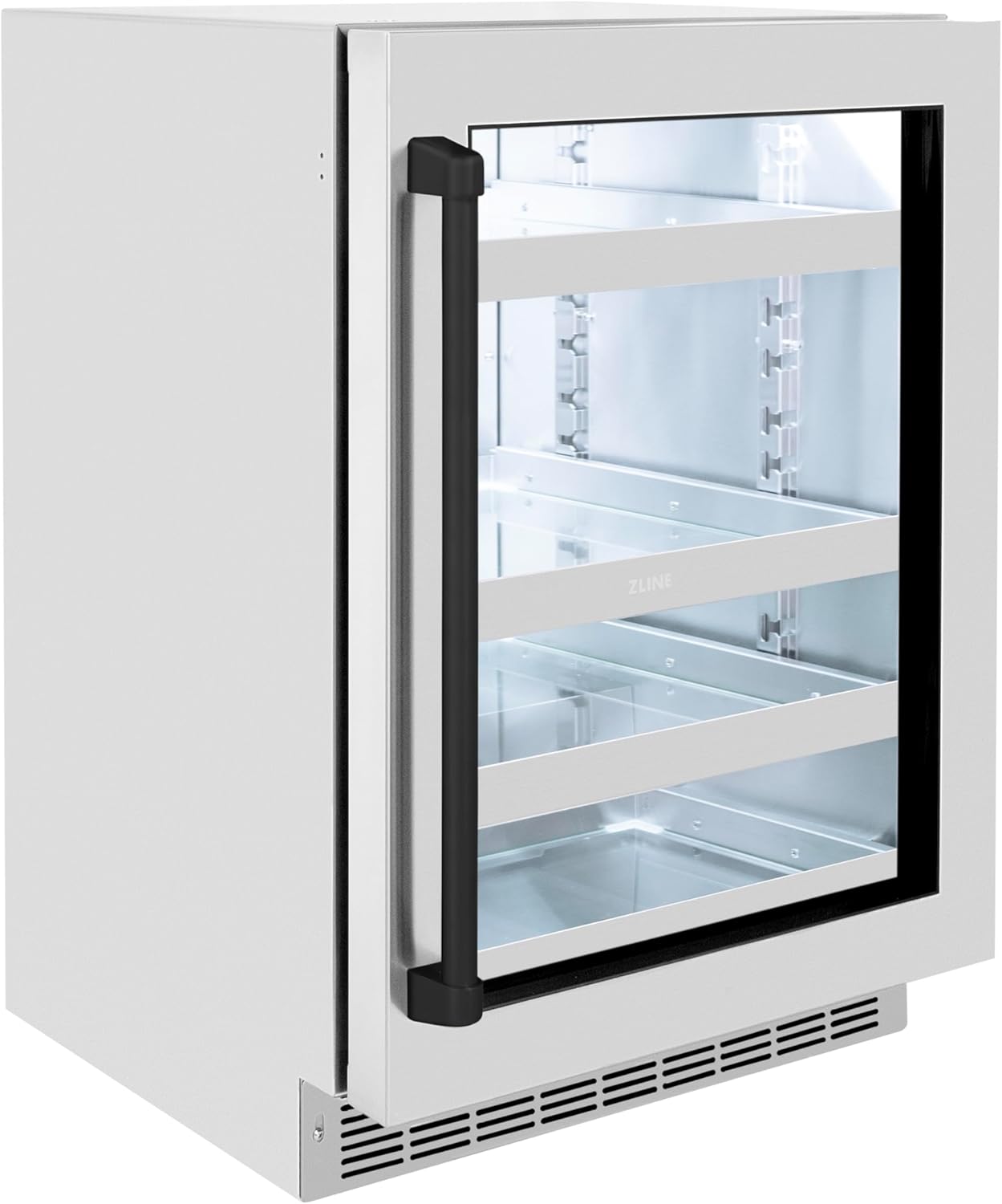 ZLINE Autograph Edition 24 in. Touchstone 151 Can Beverage Fridge With Stainless Steel Glass Door And Matte Black Handle (RBSOZ-GS-24-MB)
