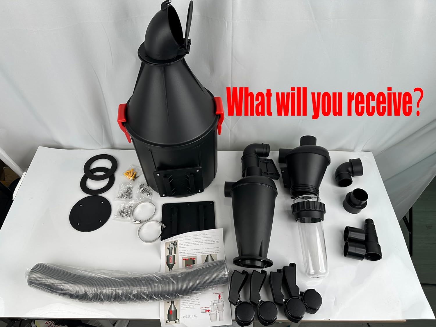 2 in 1 Dust Cyclone Collector Separation Vacuum Cleaner Wall Mounted Wheeled Modes Dust Collector Woodworking Tools Contractor Polish Pollen Ash etc Focusing Small Dust (Whole Rocket Set)