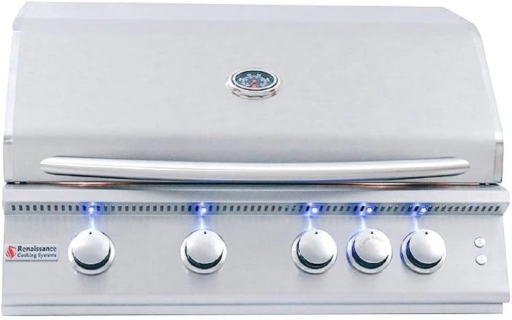 RCS Premier Series 32-Inch 4-Burner Built-In Propane Gas Grill With Rear Infrared Burner & Grill Lights - RJC32ALLP