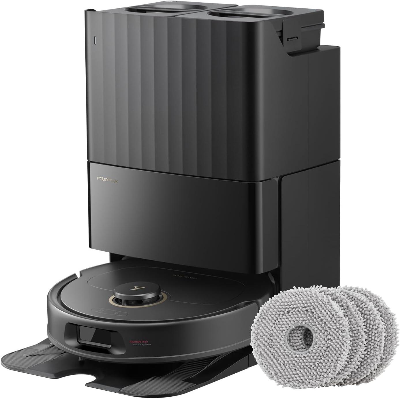 roborock Qrevo S5V Robot Vacuum Cleaner with 4 Pack Microfiber Mop Cloths Bundle