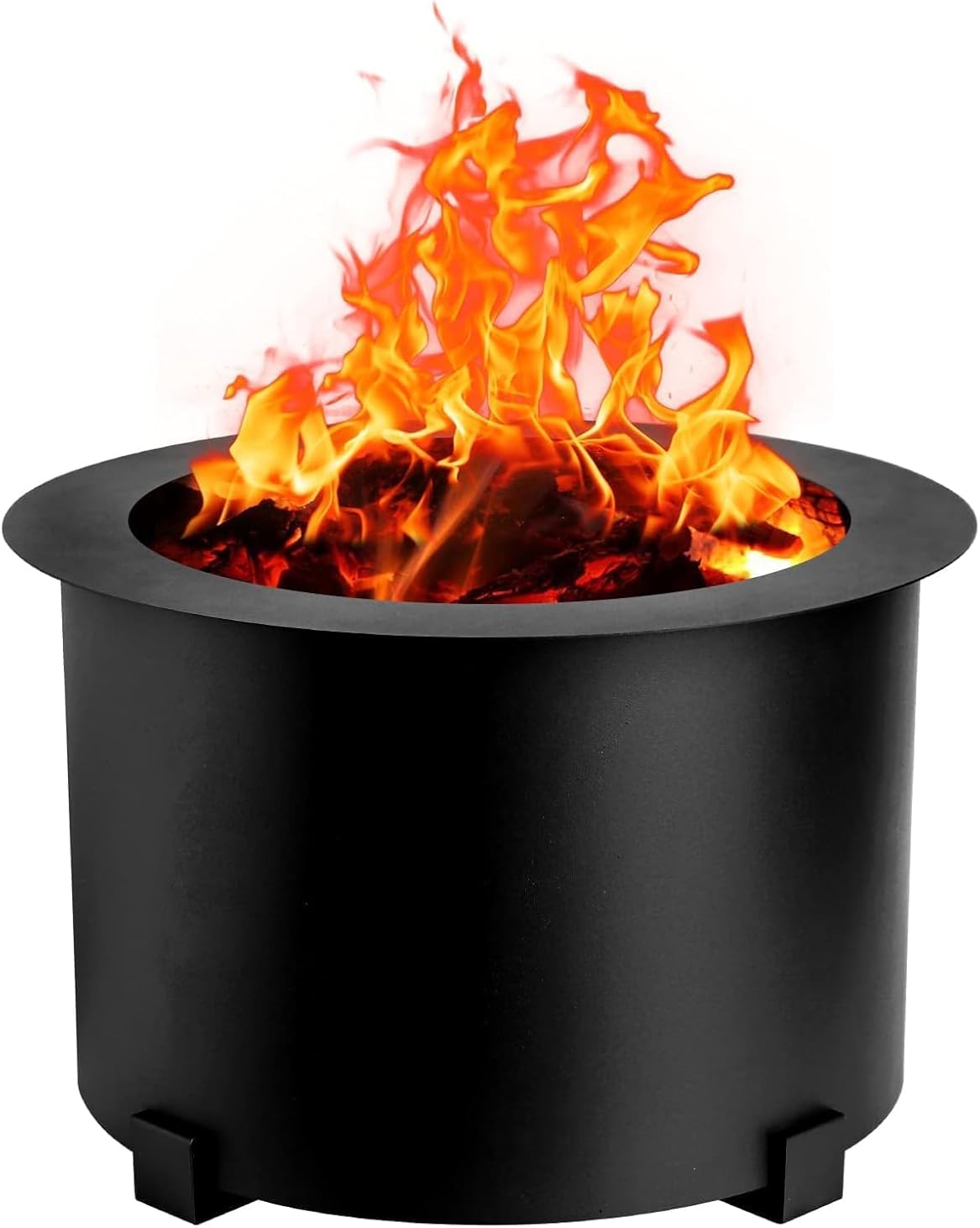 Smokeless Fire Pit, Carbon Steel Stove Bonfire, Large Wood Burning Fire Pit, Outdoor Stove Bonfire Fire Pit, Portable Smokeless Fire Bowl for Picnic Camping Backyard Black,21.5