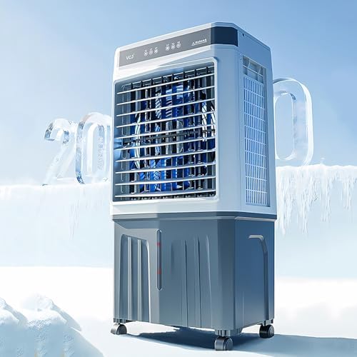 Commercial Evaporative Air Cooler Fan, Swamp Cooler Air Conditioner with 3-Speed, Large Water Tank, 120°Oscillation, Move The Scroll Wheel, Industrial Air Conditioning Fan for Room Outdoor(110x48x31cm