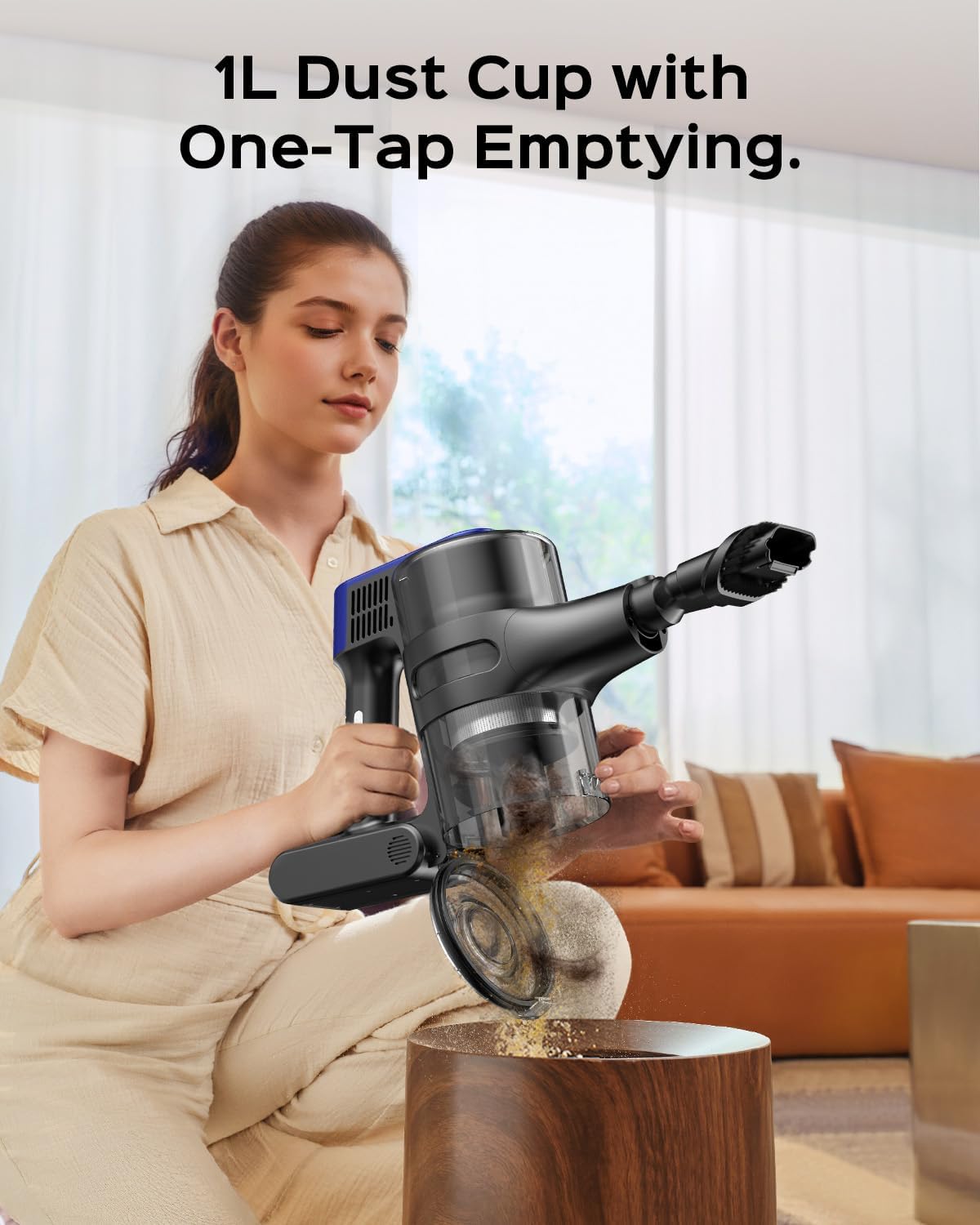 Cordless Vacuum Cleaner for Home, 55 Min Runtime Stick Vacuum with Green LED Light, Powerful Suction for Pet Hair, Carpet & Hard Floor, Lightweight & Low Noise