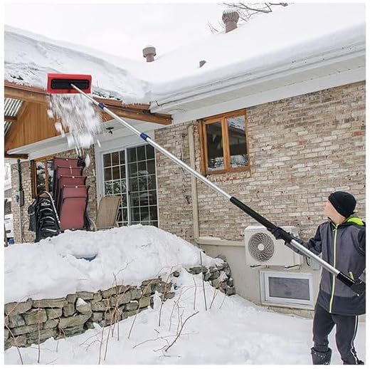 Extendable Snow Rake Roof Rake - 5-12 Ft (Up to 18 Ft Reach) Lightweight Aluminum with Soft Foam Pad for Efficient Snow Removal & Solar Panel Cleaning