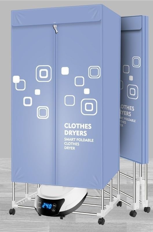 Portable Electric Clothes Dryer, 4-Level Timer with Remote Control, LED Display & Silent Operation for Indoor Home Laundry