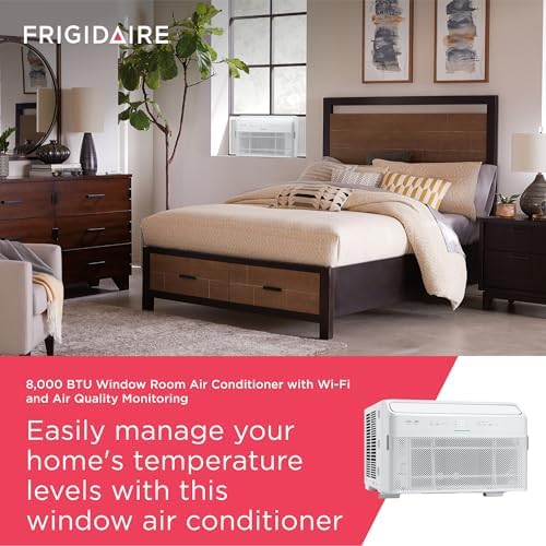 Frigidaire Gallery 8,000 BTU Smart Inverter Window Air Conditioner with Wi-Fi, Energy Star Most Efficient Certification & Indoor Air Quality Monitoring, Cools Up to 350 Sq. Ft., Ultra Quiet, White