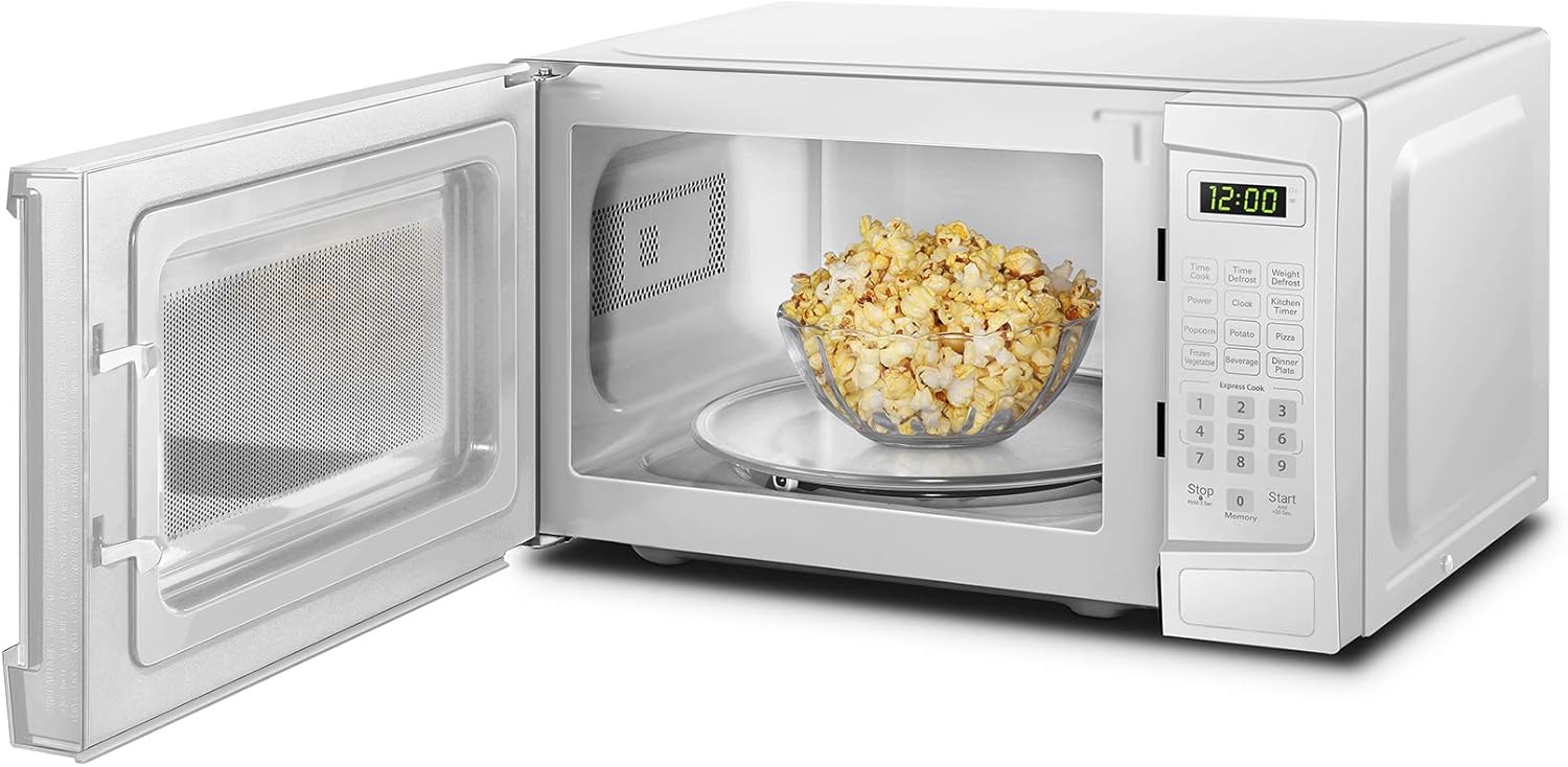 Danby DBMW1120BWW 1.1 Cu.Ft. Countertop Microwave In White - 1000 Watts, Family Size Microwave With Push Button Door