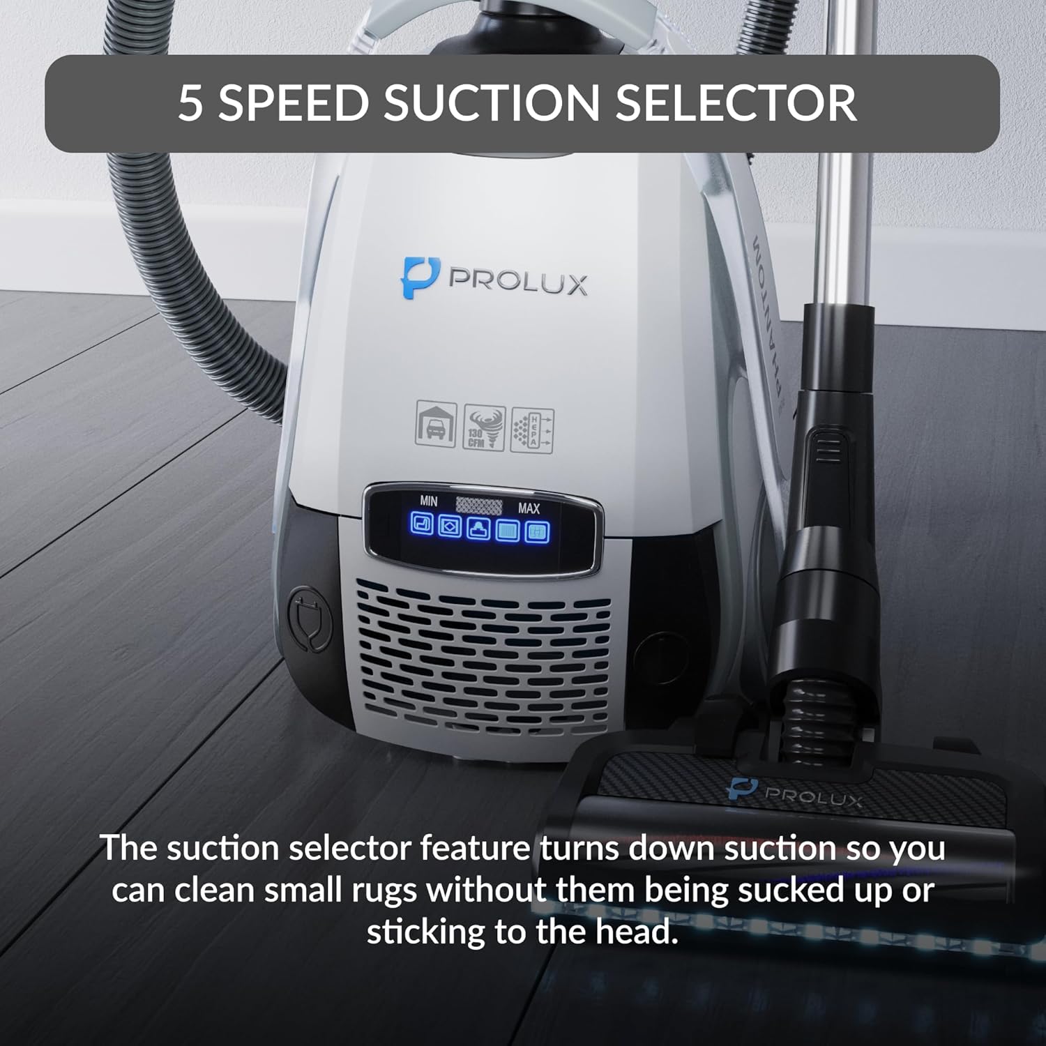Prolux Phantom Canister PET Vacuum Cleaner, Wessel Werk EBK250 Power Nozzle, Quick Clean, Lightweight, HEPA Filter, Adjustable Suction, Cleans All Surfaces