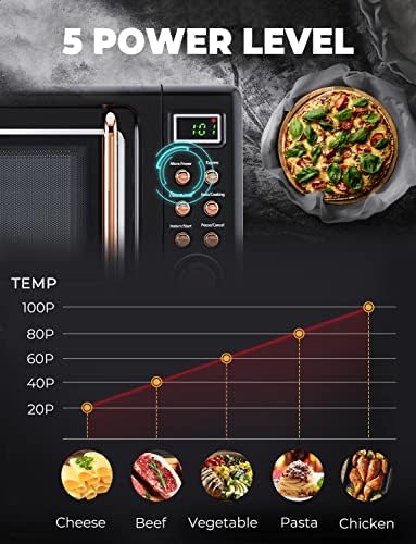 Compact Microwave Oven, SIMOE Retro Small Countertop Microwave 0.7 cu. ft. 700W with 8 Auto-cooking Set(Black)