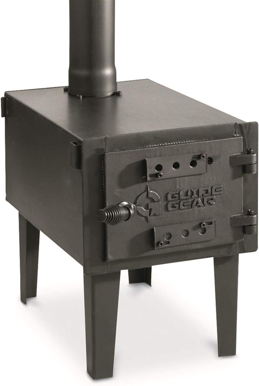 Guide Gear Outdoor Wood Burning Stove; Portable with Chimney Pipe for Cooking and Camping