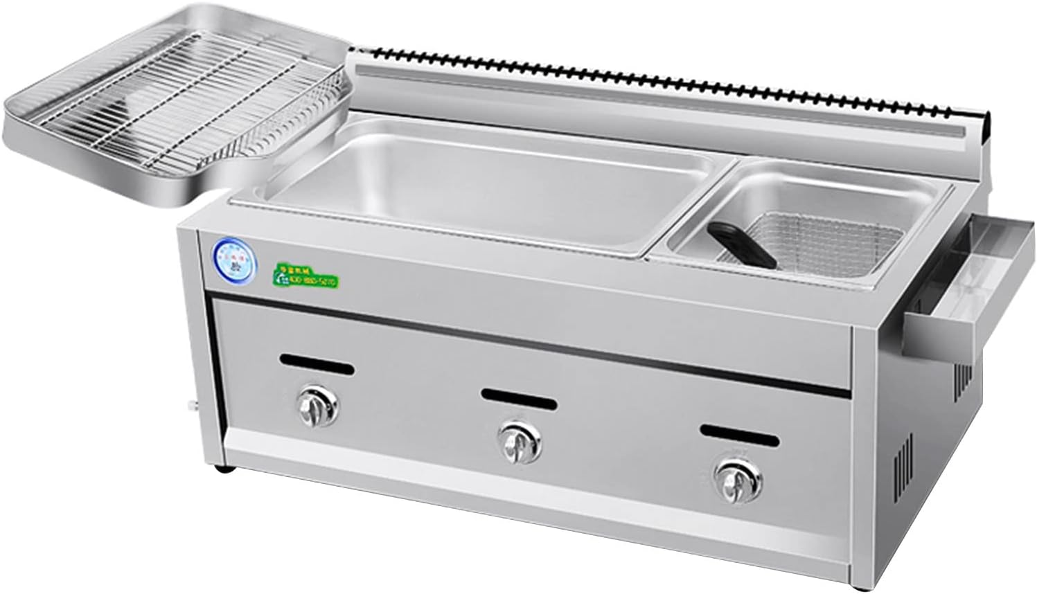 Commercial Outdoor Gas Fryer, Professional Restaurant Kitchen Stainless Steel Desktop Propane Fryer, Multi-function Double Cylinder Fryer, Fryer with Basket and Lid,used for Fried Chicken/fries