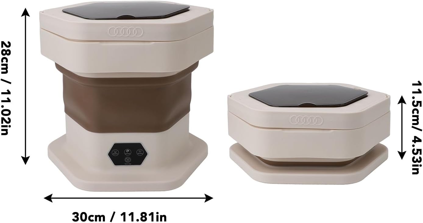 Compact Miniature Laundry Washer, 8L Foldable Washer Spin Dryer, Portable Washing Machine, Small Daily Laundry for Underwear Baby Clothes (Khaki)