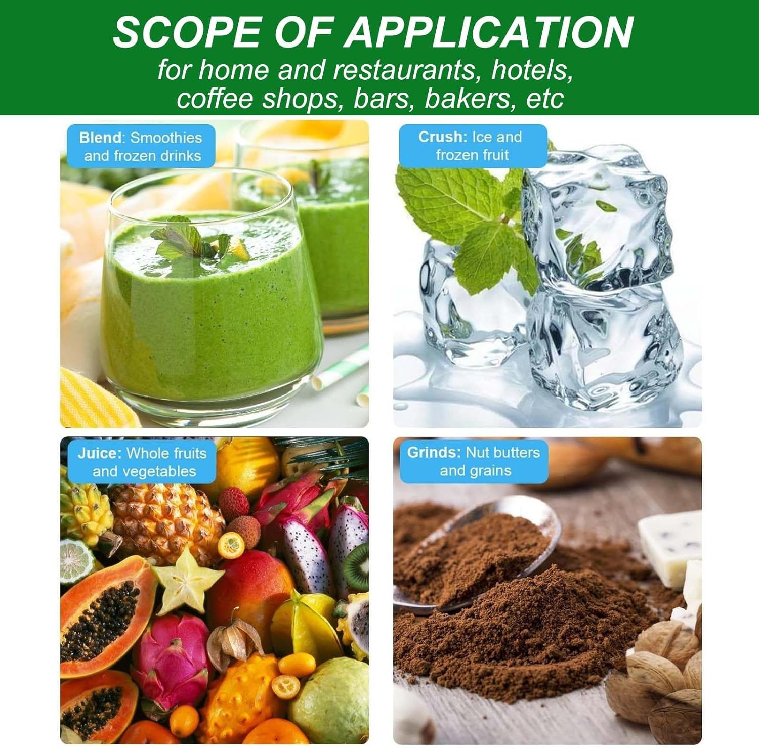 Commercial Smart Smoothie Blender 2200W, Desktop Juice Milkshake Blenders,4 Pre-Set Programs, With Silent Cover,For Crushing Ice, Milkshakes