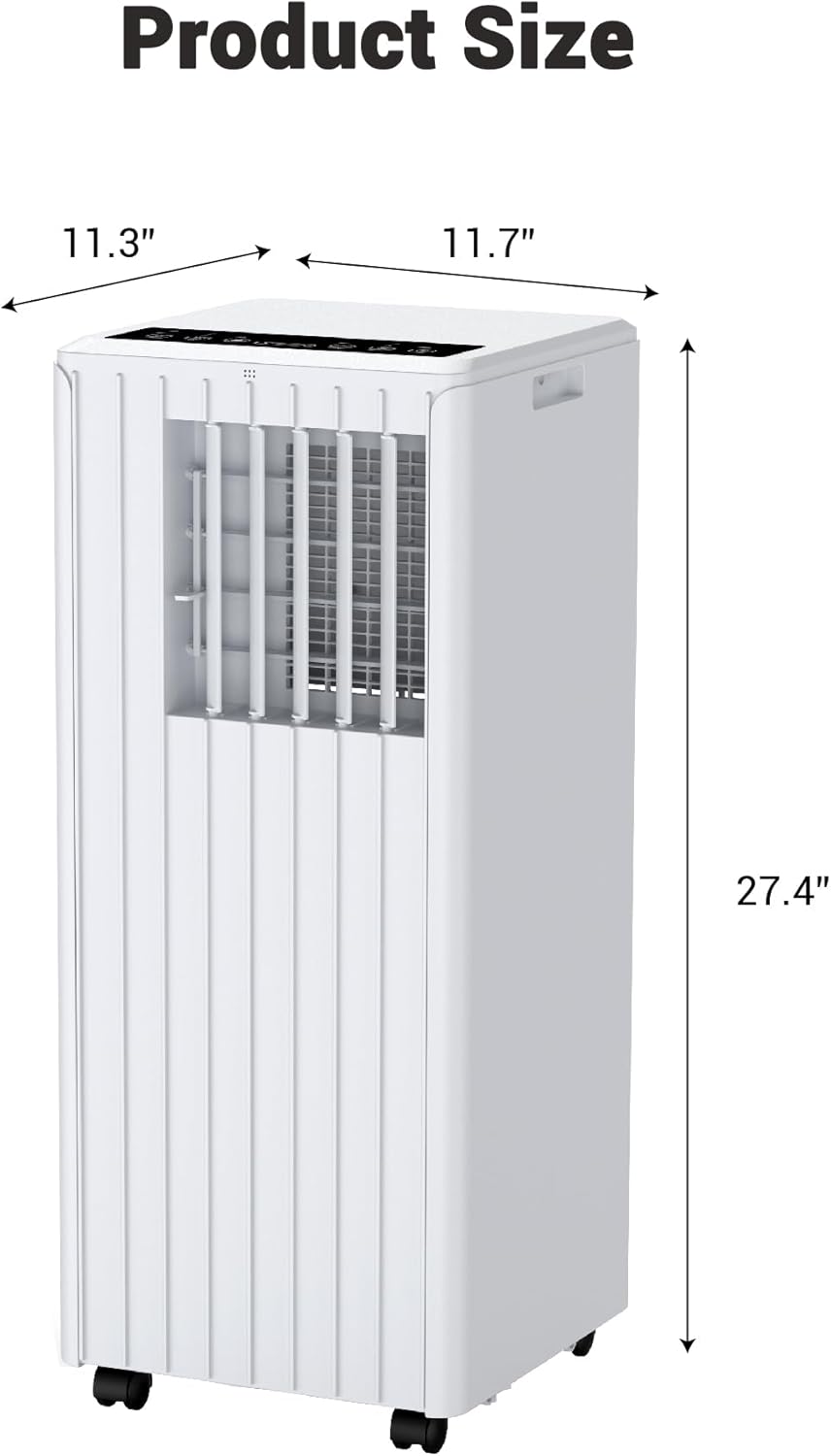 Portable Air Conditioner, 8000 BTU for Rooms Up to 350 Sq Ft. Smart Portable AC Unit with Follow Me Remote, 3 IN 1 Ac Unit Dehumidifier, Fan, Cools Up Suitable for Bedroom, Living Room