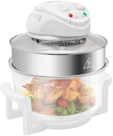 Countertop Toaster Oven 18QT, Glass made Family-Size Airfryer with Steam Rack & Toasting Rack, Nonstick & Dishwasher-Safe, Auto Shutoff, Quick Easy Meals Ideal, for Family Meals