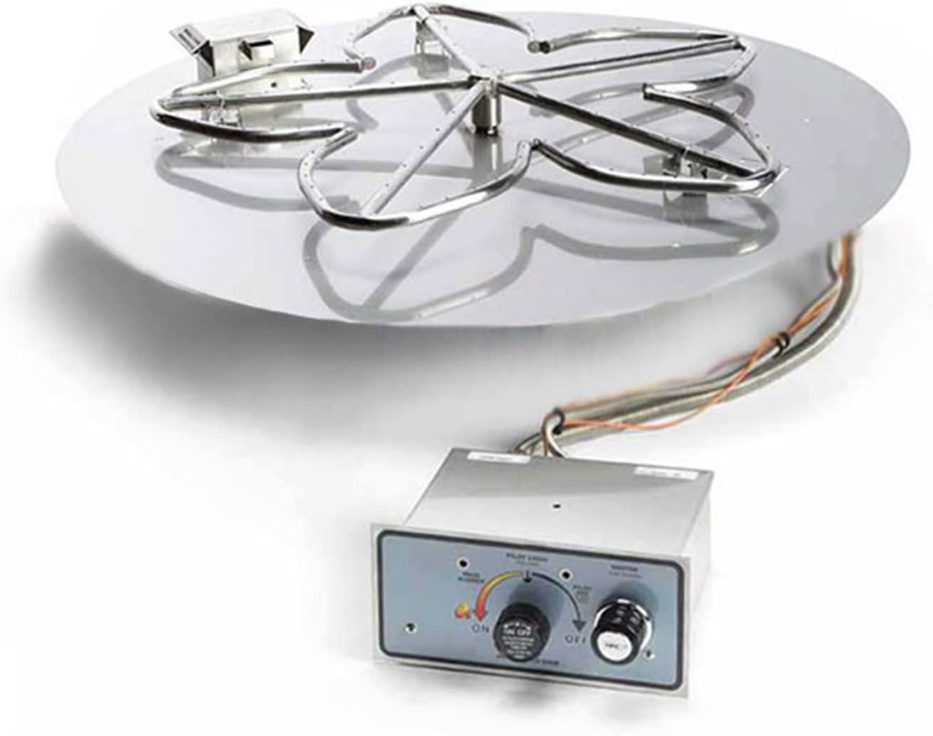 HPC Fire Push Button Flame Sensing Gas Fire Pit Kit (TOR-FPPK18-SQ-FLEX-NG), 18x18 Pan, 12