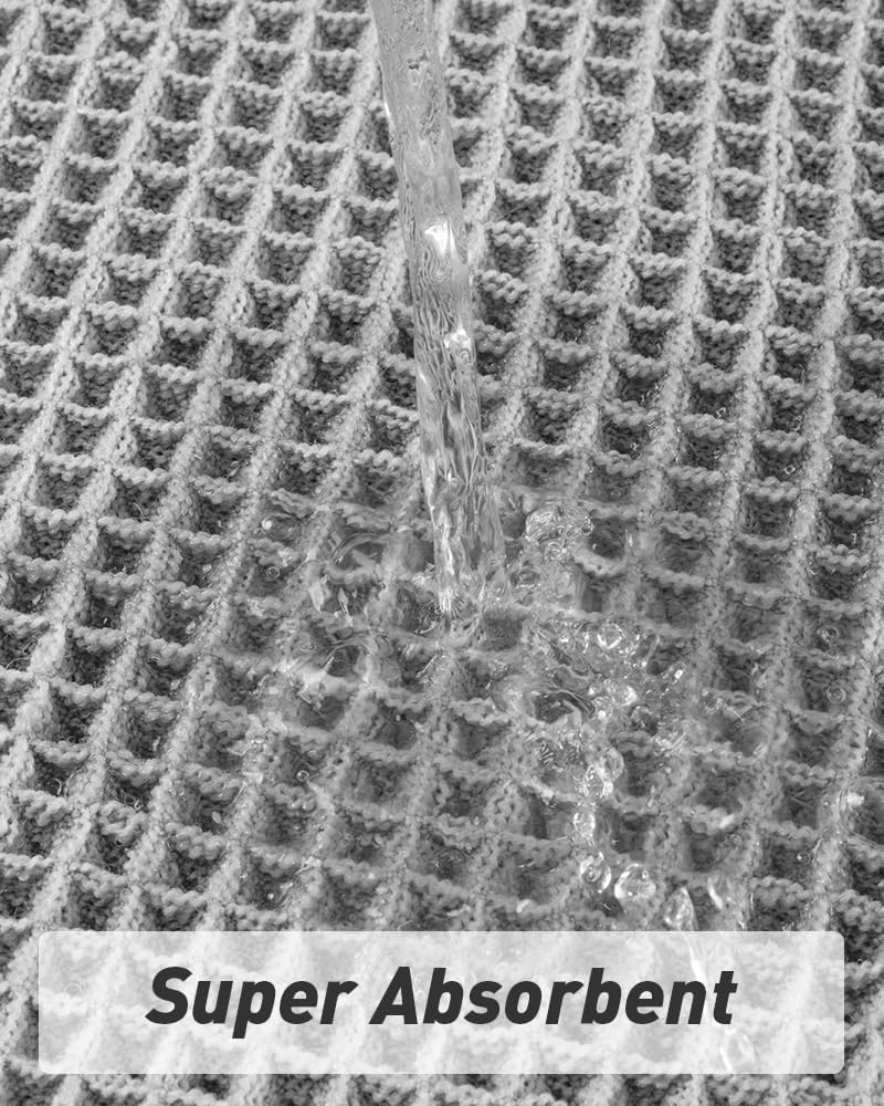 Upgraded Waffle Runner Rug Super Absorbent Non Slip Bath Mats for Bathroom Machine Washable Bathroom Runner Rug with Tassels, Ideal for Hallway Bedroom Laundry Room, Light Grey, 2' x 5'(24