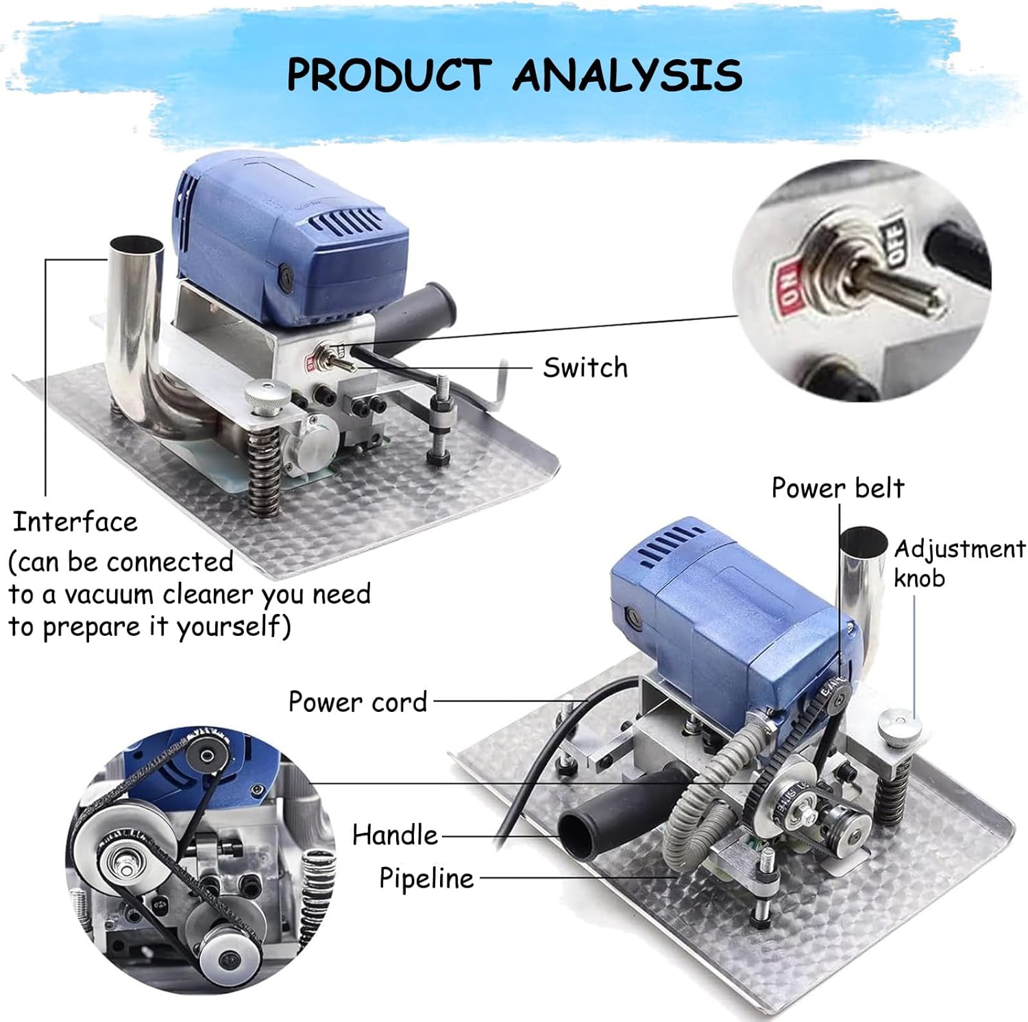 Carpet Flat Shearing Mahcine, 500w Portable Flat Shearing Machine for Carpet Rug, 15000rpm Carpet Cleaning Machines, 3 in Rotating Blade, for Household 110V