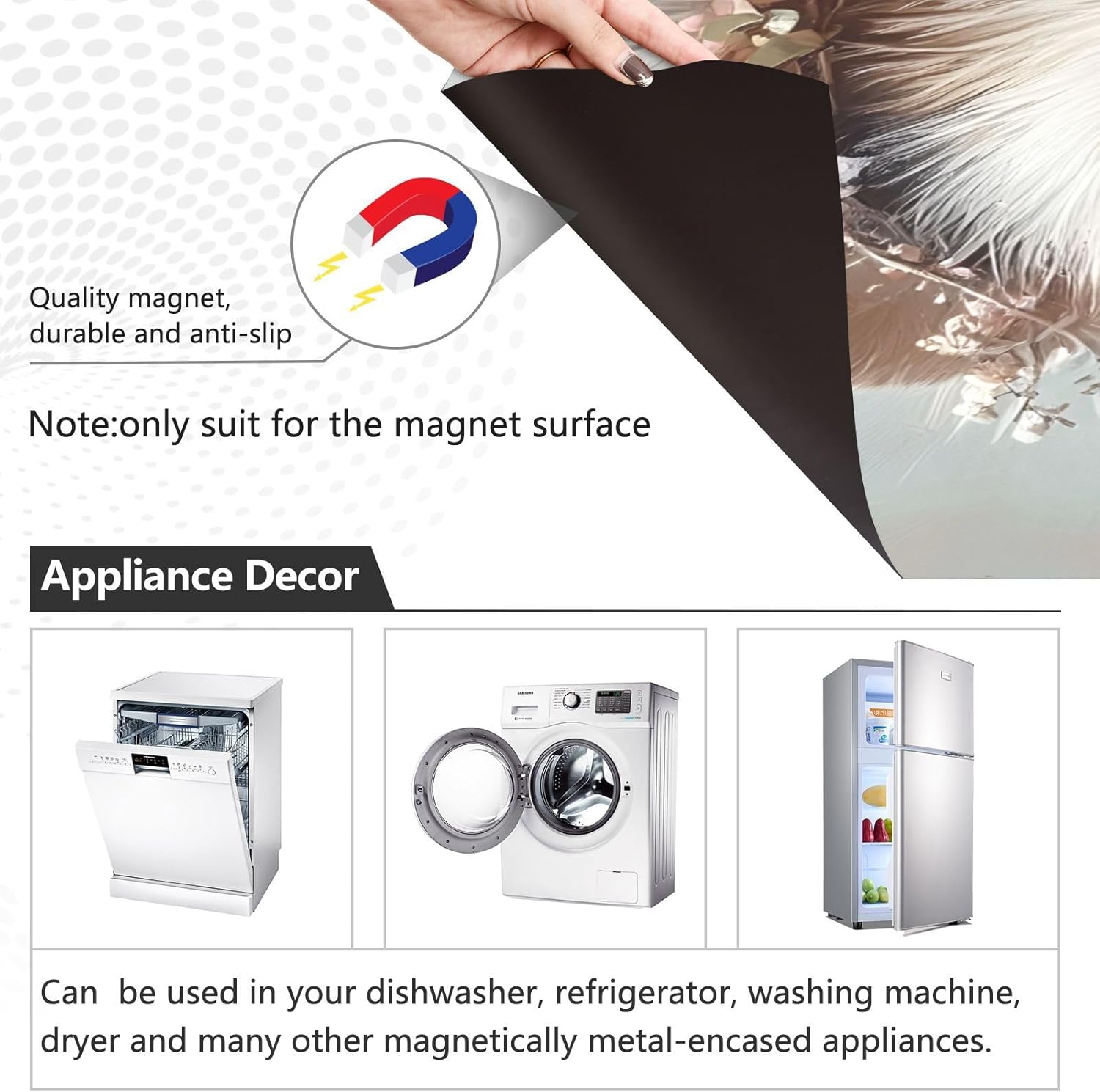 Dishwasher Magnet Cover Large Magnetic Stickers Hedgehog Flower Front Dishwasher Cover Reusable Decal for Home Kitchen Anti-Scratch Refrigerator Decorative Lid Washing Machine Laundry 23