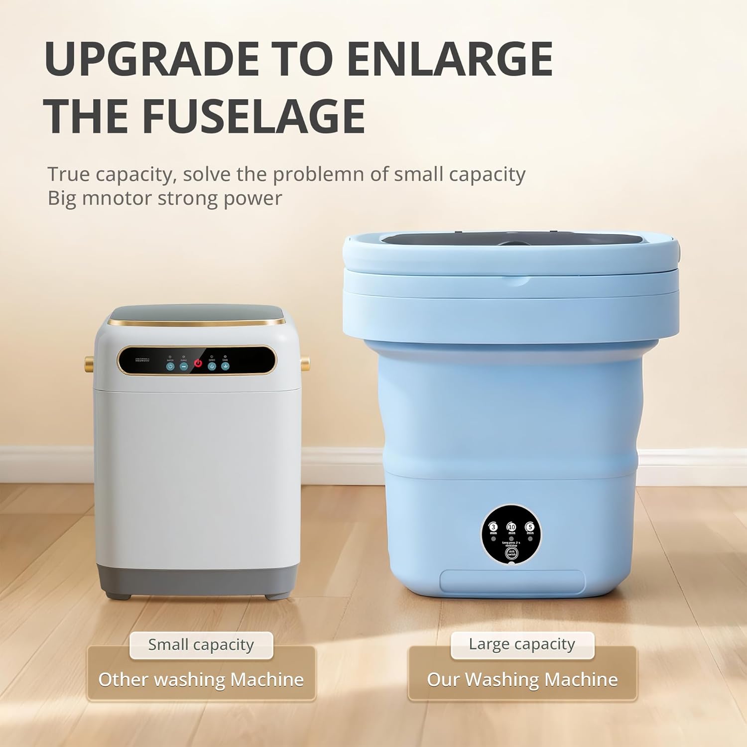 Blue Portable Washing Machine, Mini Washer, 16L Upgraded with Spin Basket, Foldable Design Ideal for Apartment, portable washer 3 Cleaning Modes Suitable for Small Clothes