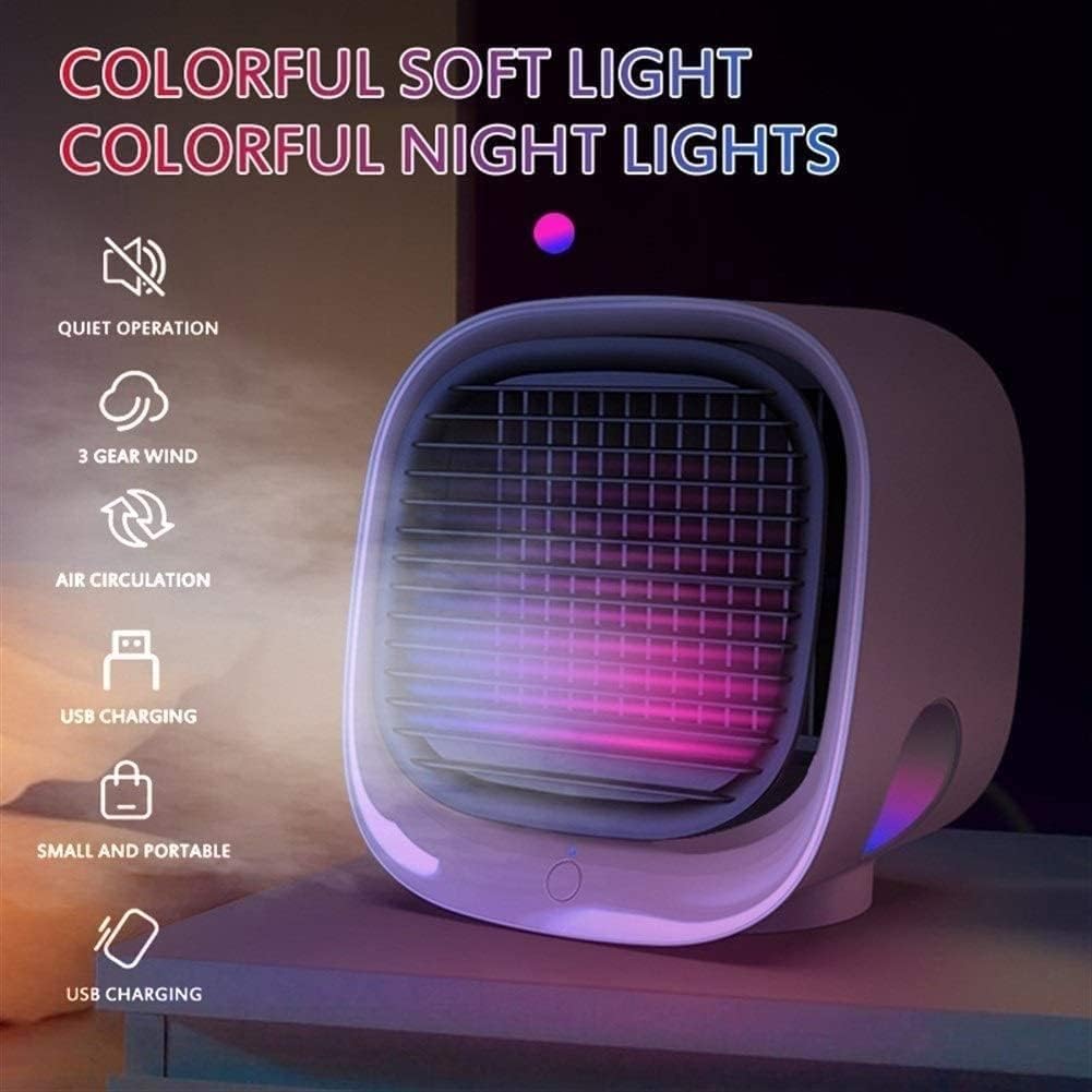 Mini Air Conditioner Fan, Portable Air Conditioner, Portable Desktop Cooling Fan, Personal Table Air Conditioner Fan for Small Room Office Camping (Color : Green)