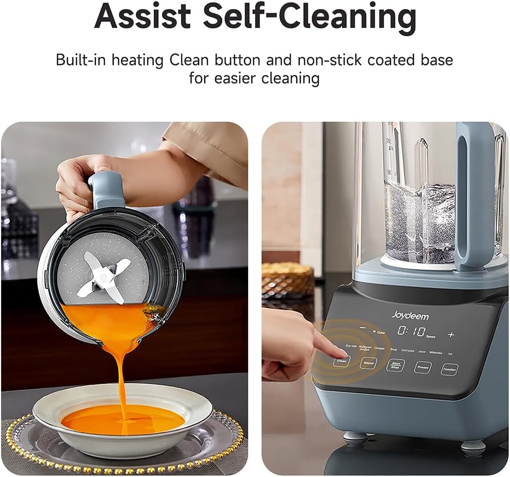 Joydeem Soymilk Maker Machine with Soundproof Shield, Hot and Cold Blender for Soymilk, Juice, Milkshake and Soup, Low Noise Cooking Blender, 1.75L Capacity, JD-J09