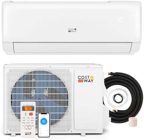 COSTWAY 9000 BTU Mini Split Air Conditioner, with Heat Pump, 20.5 SEER2 115V Inverter, 24H Timer, Auto Clean, Remote Control for Rooms up to 450 Sq.Ft (Airtural Series)