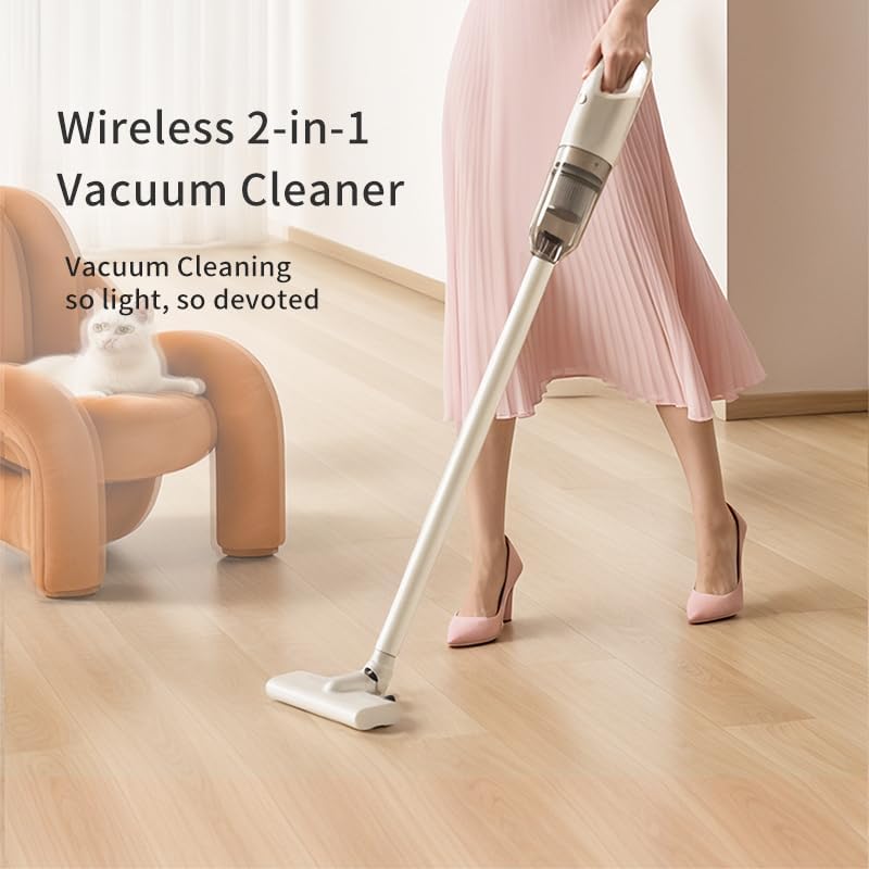 Stroller Cordless Stick Vacuum Cleaner, 8000Pa Powerful Suction, 2-in-1 Lightweight Handheld & Stick Vacuum, 45 Mins Runtime, Vacuum Cleaner for Pet Hair, Hard Floors & Car Cleaning