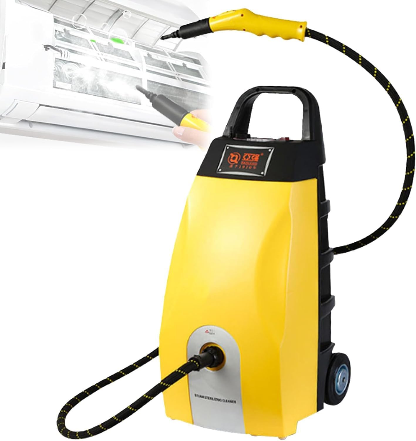 Steam Cleaner, Multipurpose Powerful Steamer with 6 Accessories, 110℃/230°f High-Temperature Steam, Portable 3.5l Tank for Floors, Grout, Tiles, Carpet, Cars Yellow