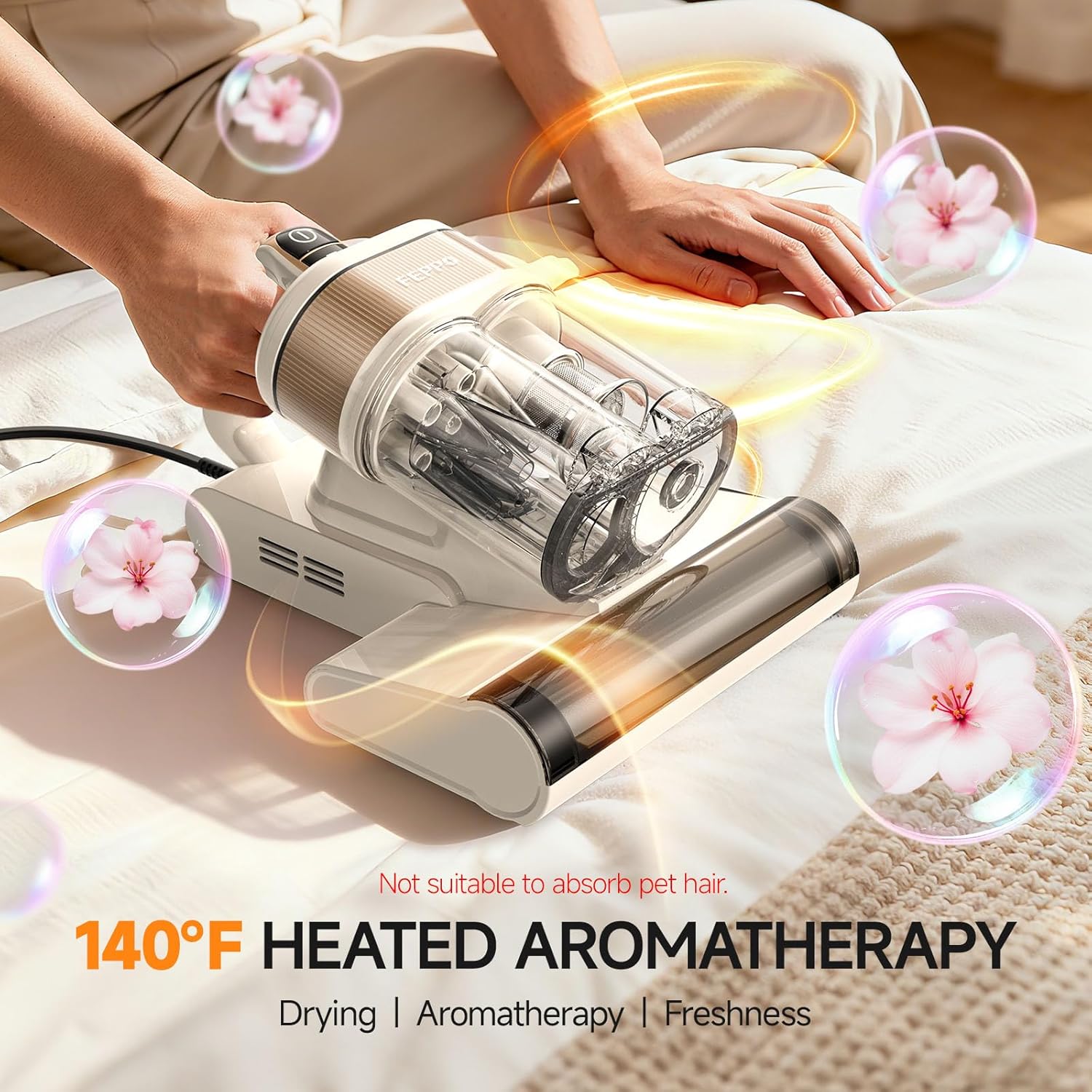 FEPPO 4-in-1 Mattress Vacuum Cleaner PRO, 16KPa Handheld Vacuum with UV-C Light, 40,000 Beats/Min Tapping, 140°F Hot Air, HEPA Filter for Bed, Sofa, Crib (Corded, 550W)